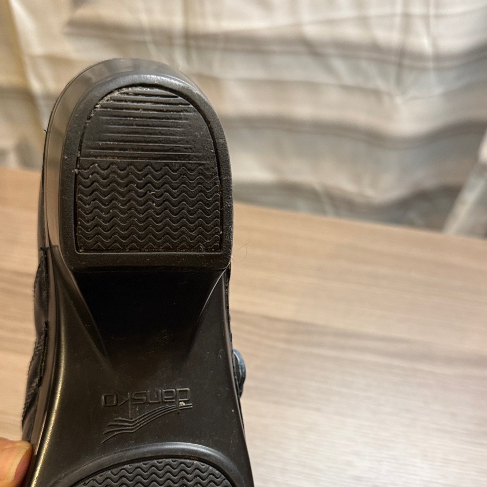 Dansko Dark Blue Leather Mules with Strap - Picture 6 of 8